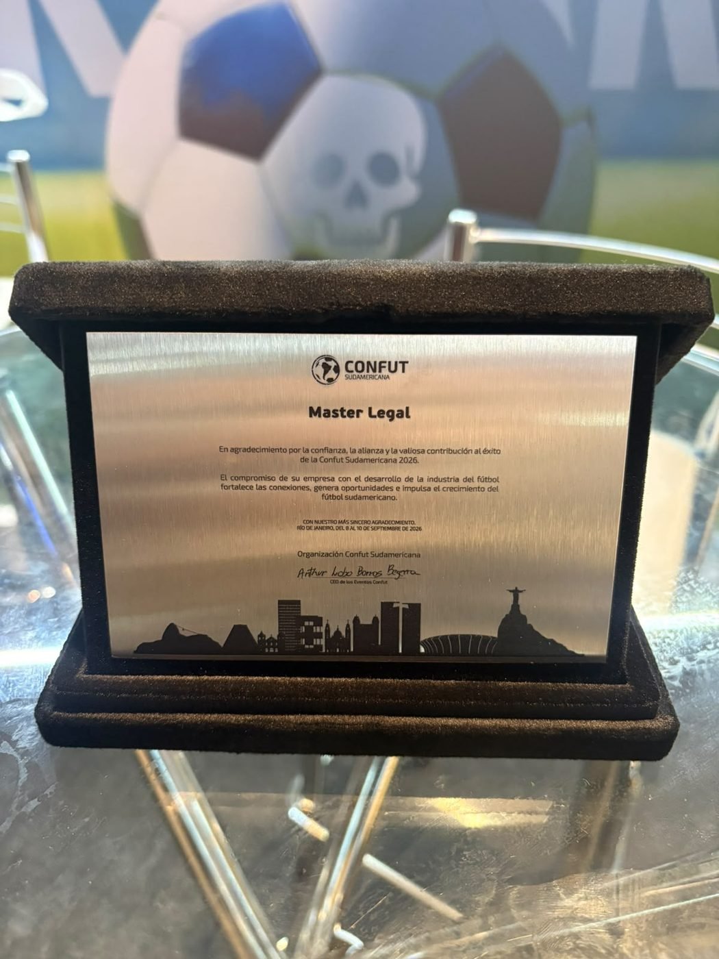 A placa entregue pela organização da CONFUT Sudamericana